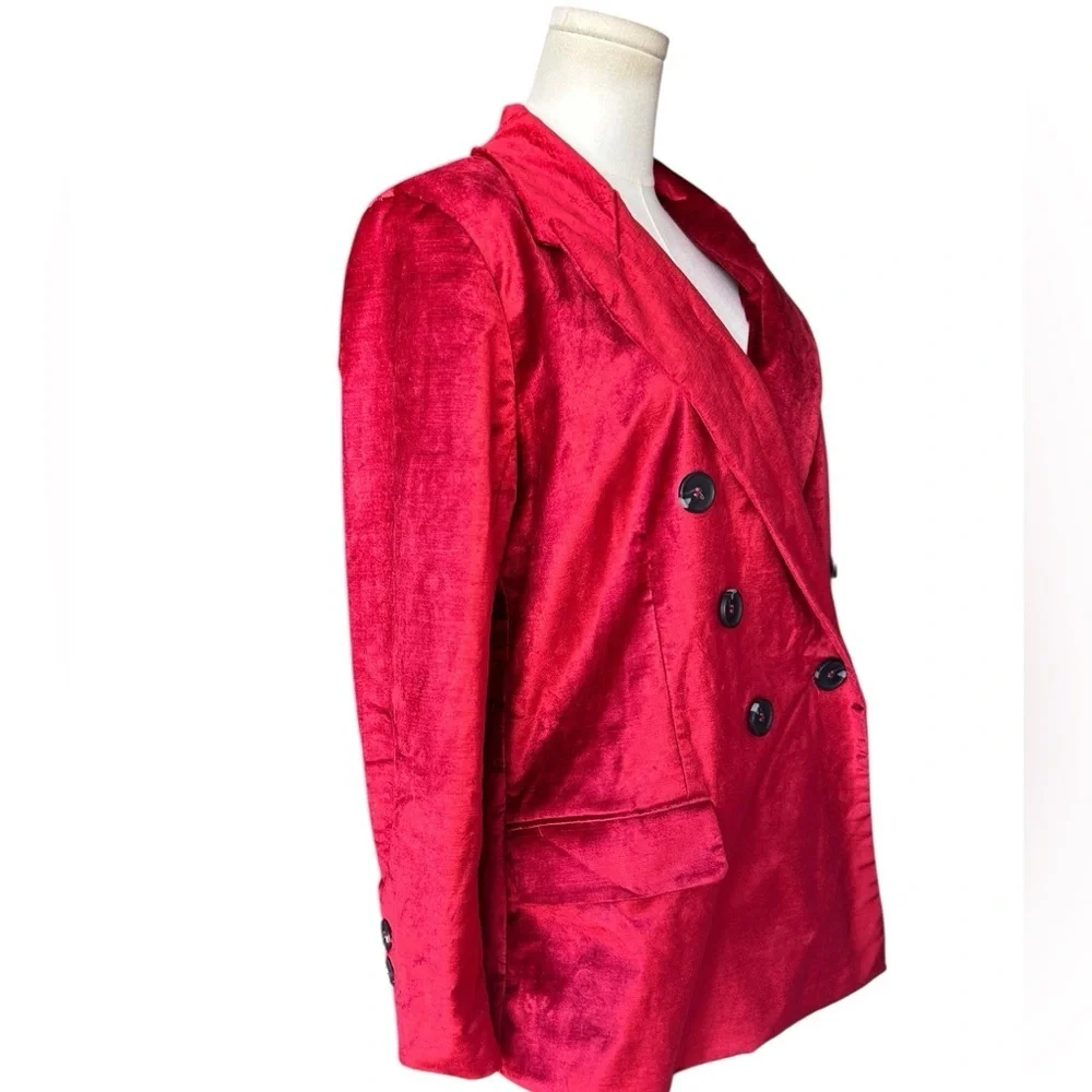 Free People Women's Velvet Ashby Blazer Cherry Juice Small